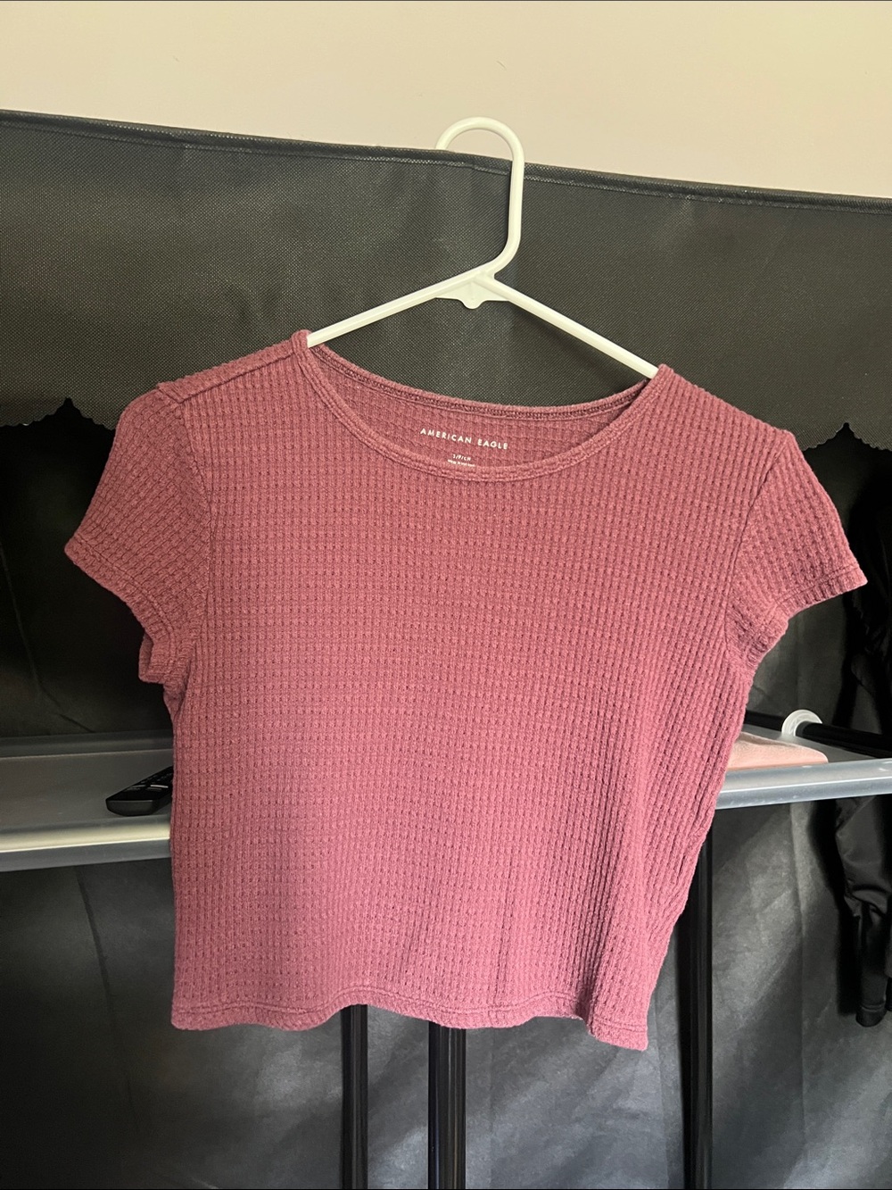 American Eagle Outfitters Mauve Pink Waffle Knit Crop Top
